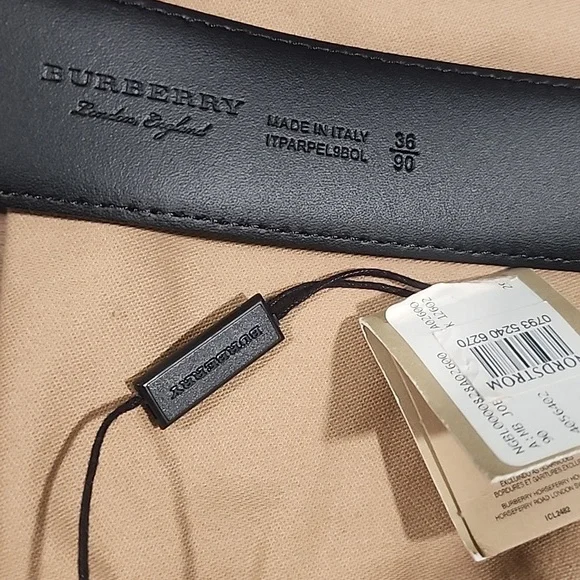 Men's Black Burberry Leather Belt